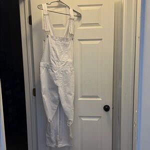 White Women's Denim Overalls Jumpsuit